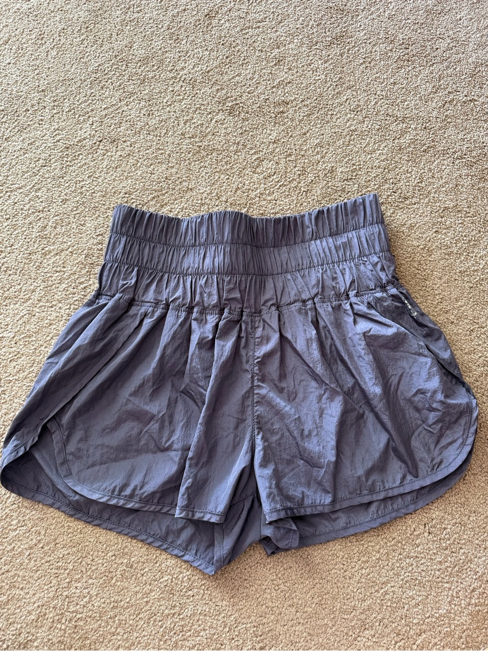 FP Movement by Free People High-Waist Ruched Athletic Shorts - Slate